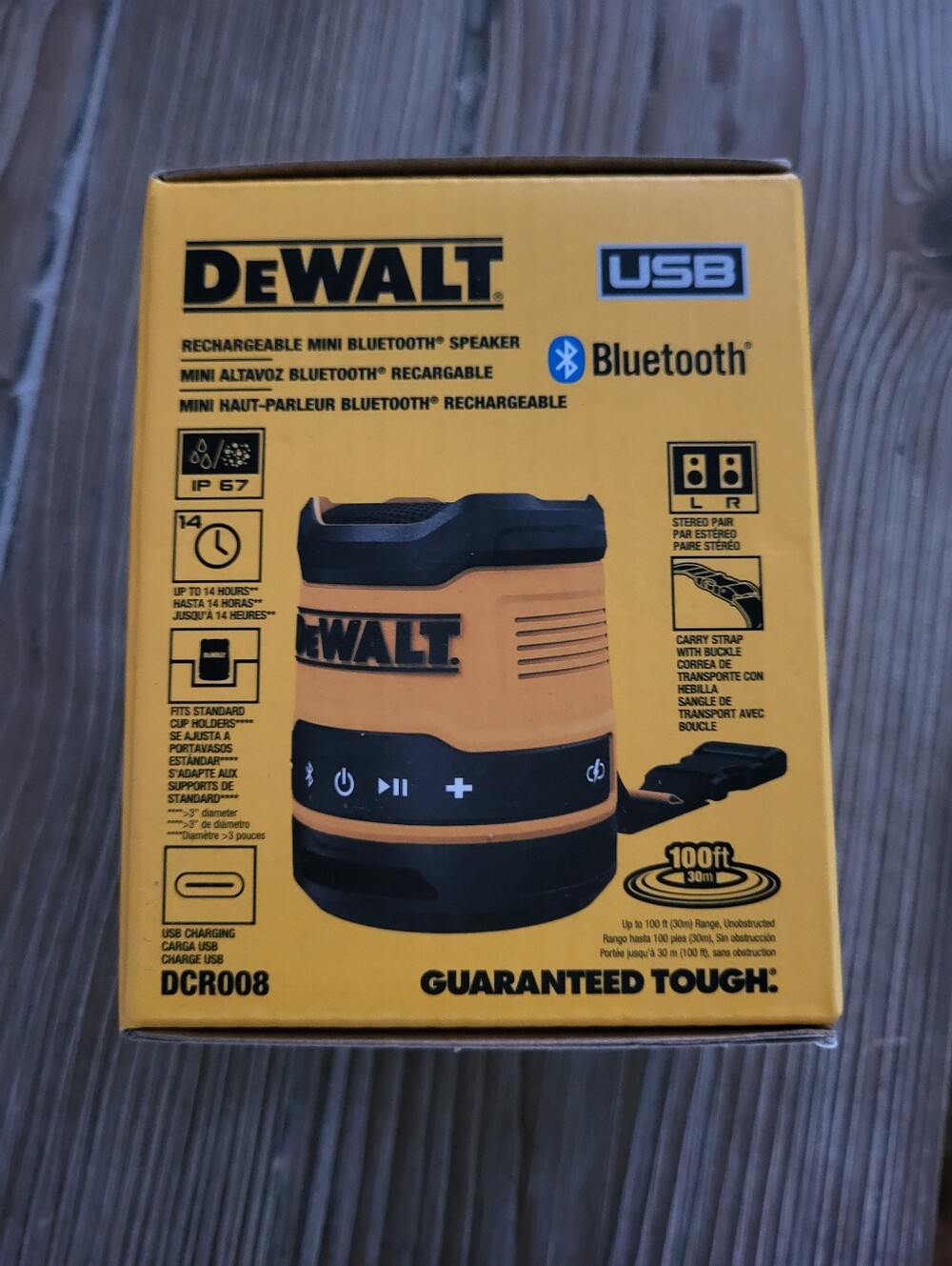 DEWALT Yellow Rechargeable Bluetooth Mini Speaker